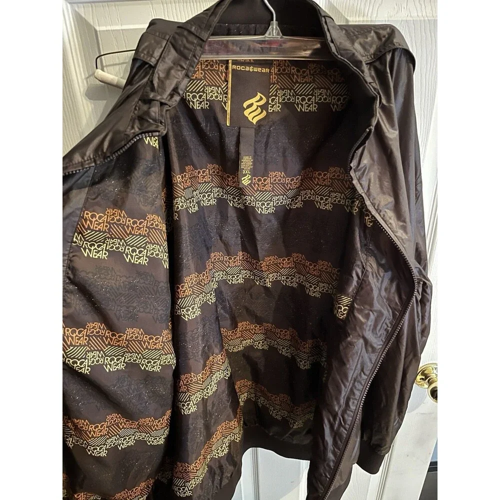 Rocawear Men’s Windbreaker Jacket Brown Nylon Full-Zip 3XL - Light Outerwear